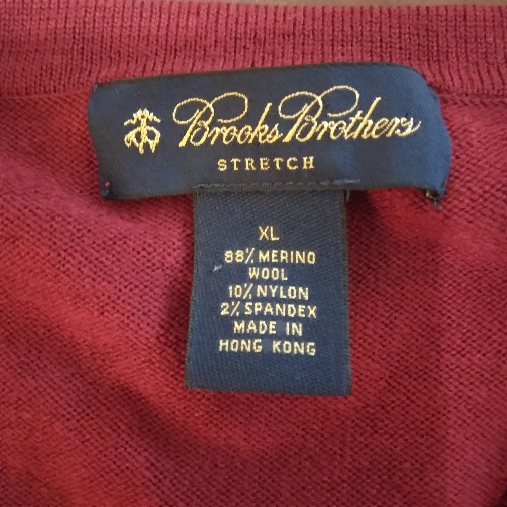 Brooks Brothers Size XL Merino Wool Stretch V-Neck Sweater Red - Picture 3 of 5